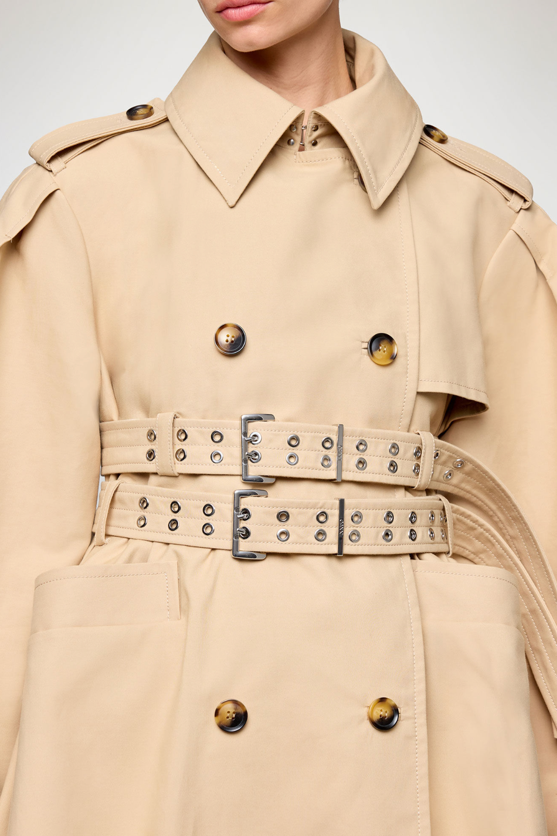 Double Cotton Peplum Trench