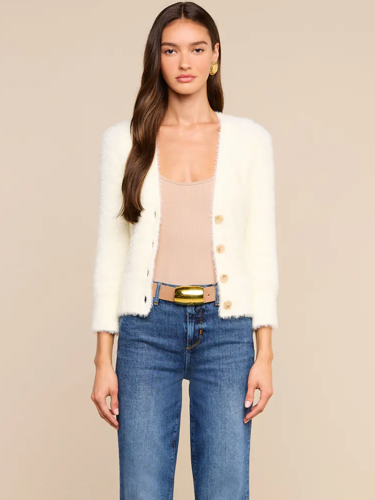 Agathe Fuzzy Collared Cardigan