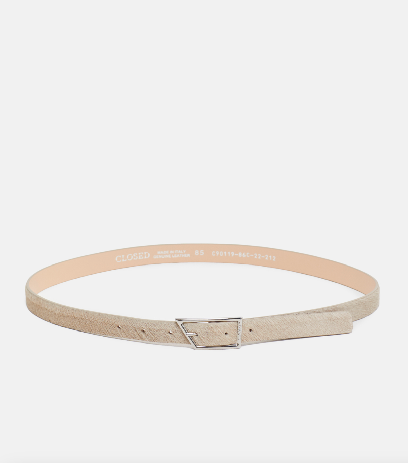Hair On Asymmetrical Buckle Belt