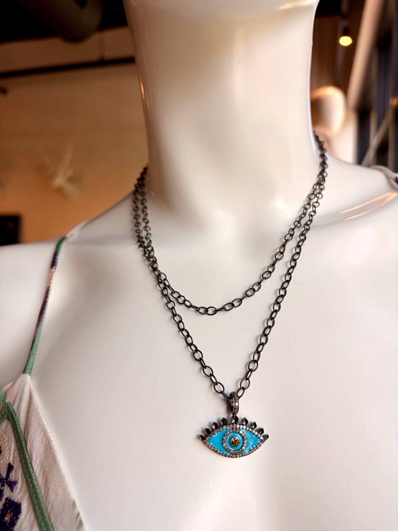 Enamel and Diamond Evil Eye