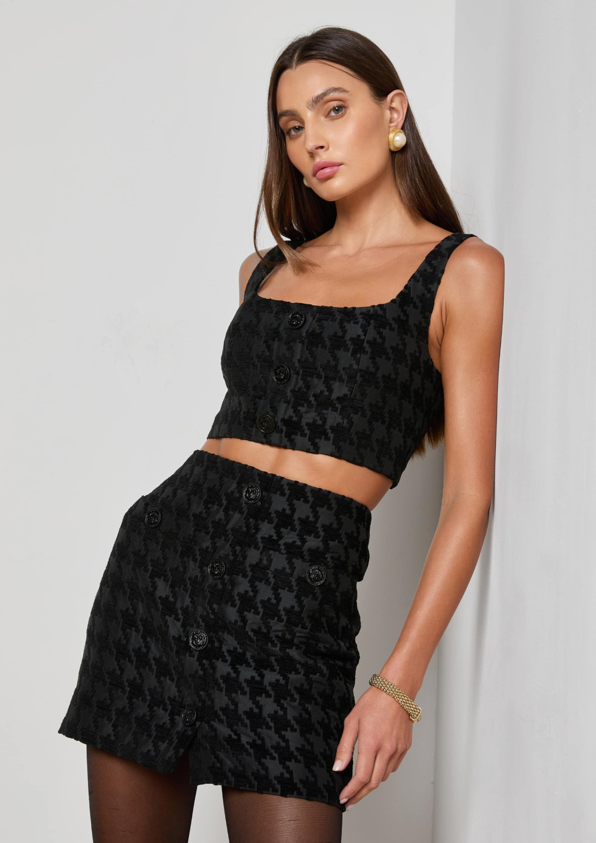 Mireya Button Front Mini Skirt