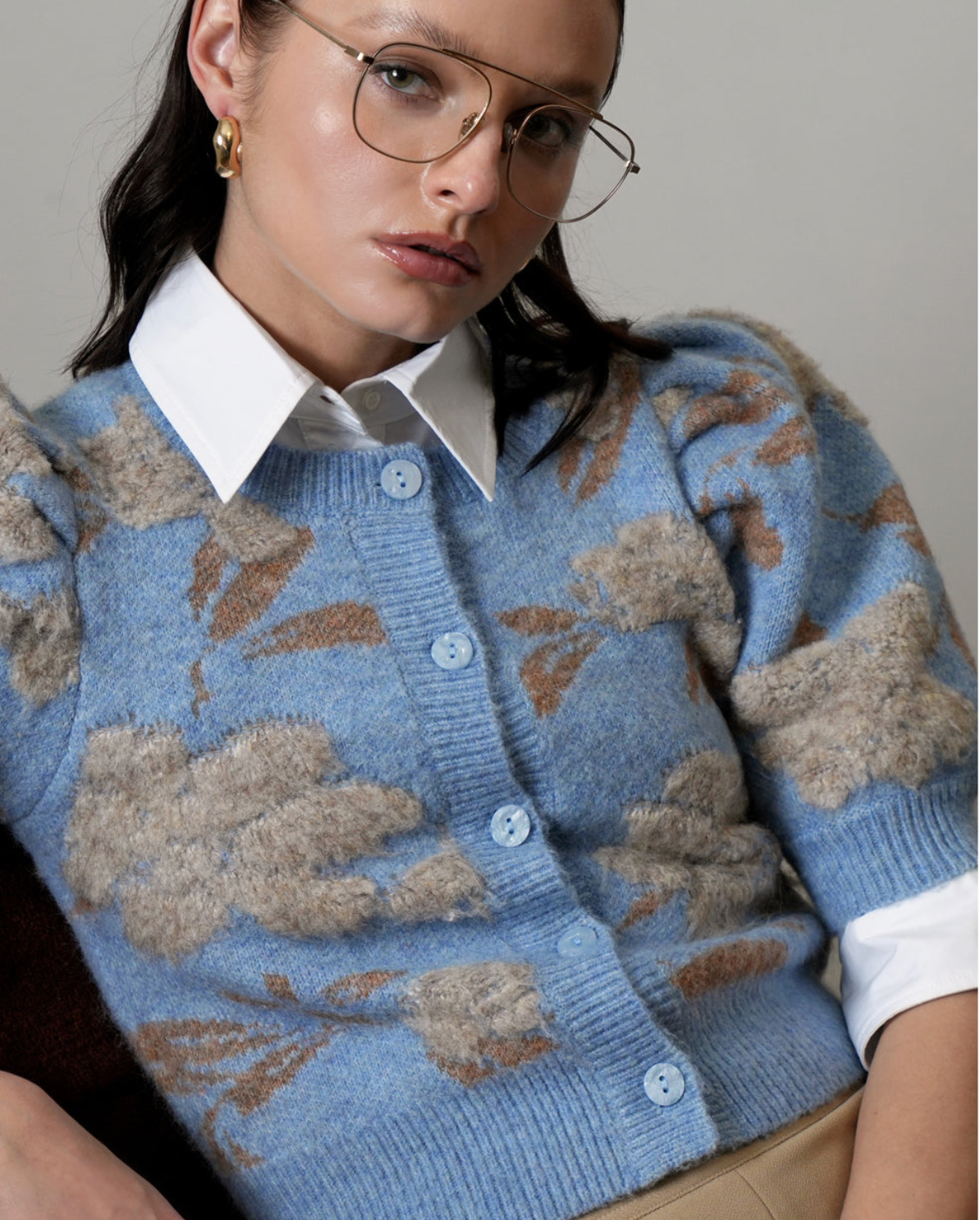 Taly Floral Puff Sleeve Cardigan