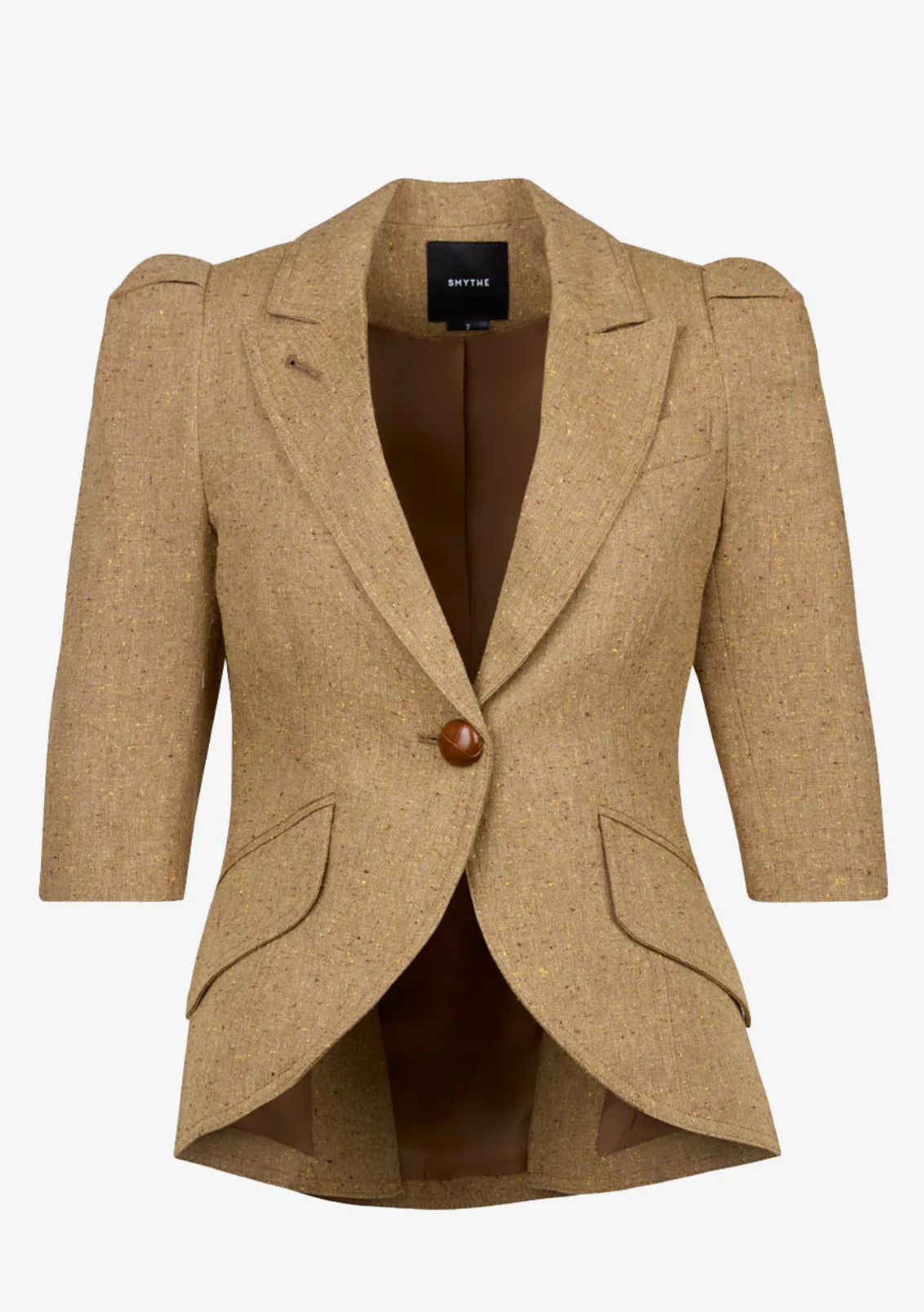 Crop Sleeve Pouf One Button Blazer