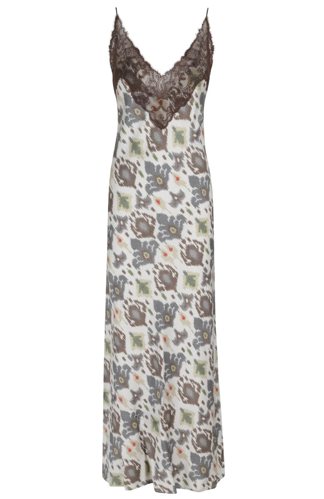 Printed Stretch Viscose Lingerie Long Dress