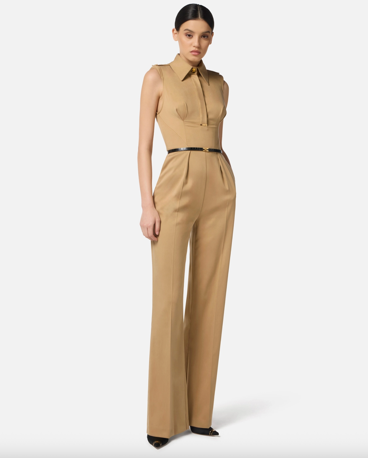 Collared Jumpsuit In Crepe