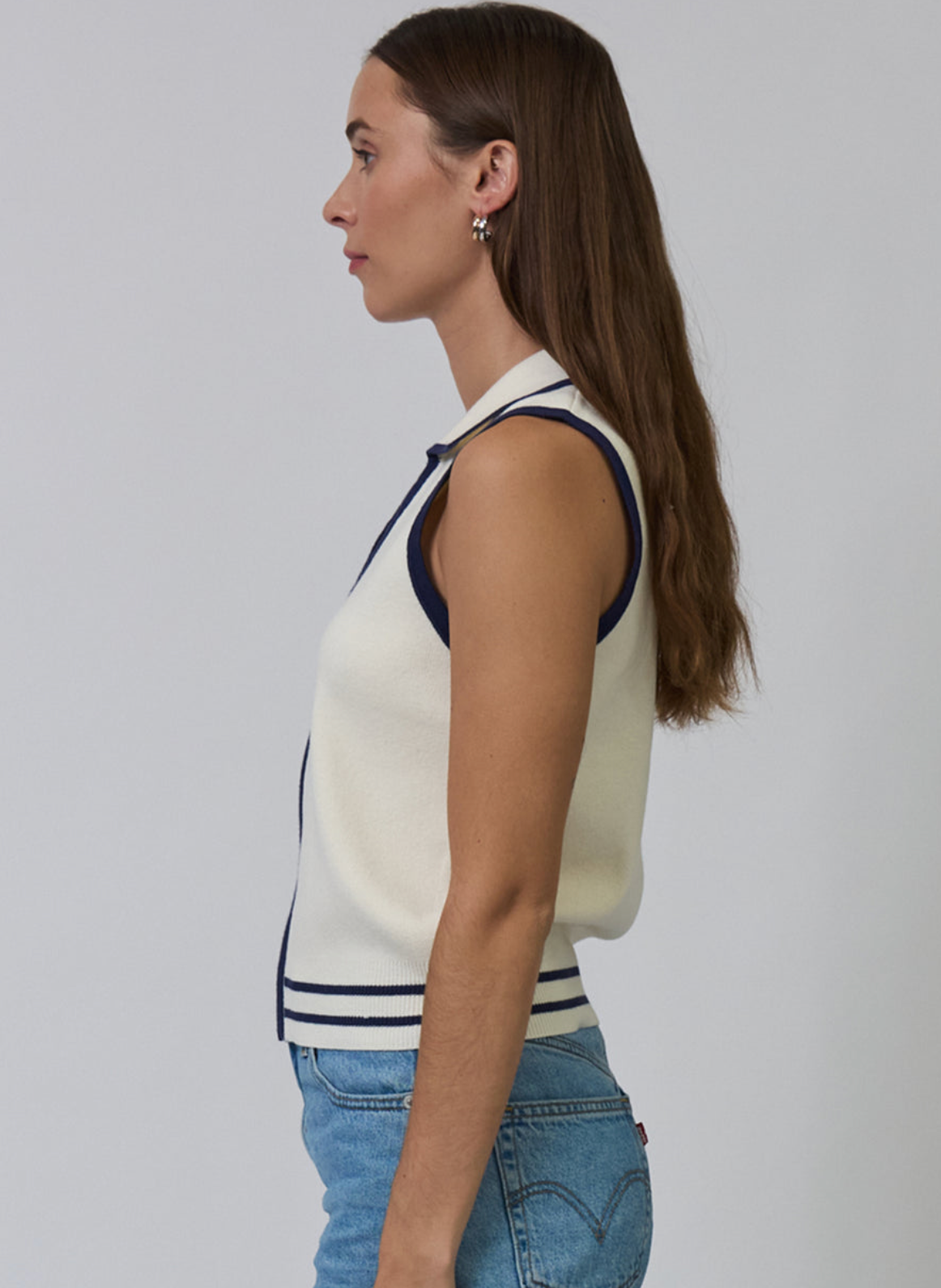 Allie Sleeveless Collared Zip Up