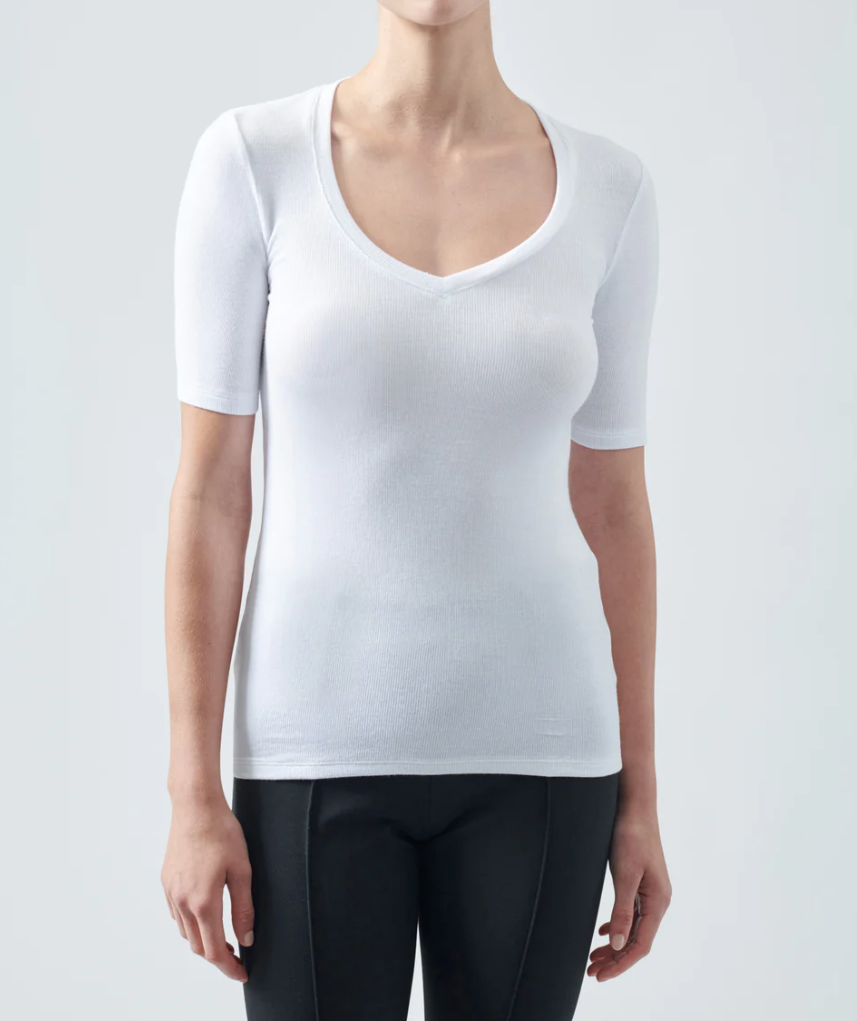 Modal Rib Short Sleeve V-Neck Tee