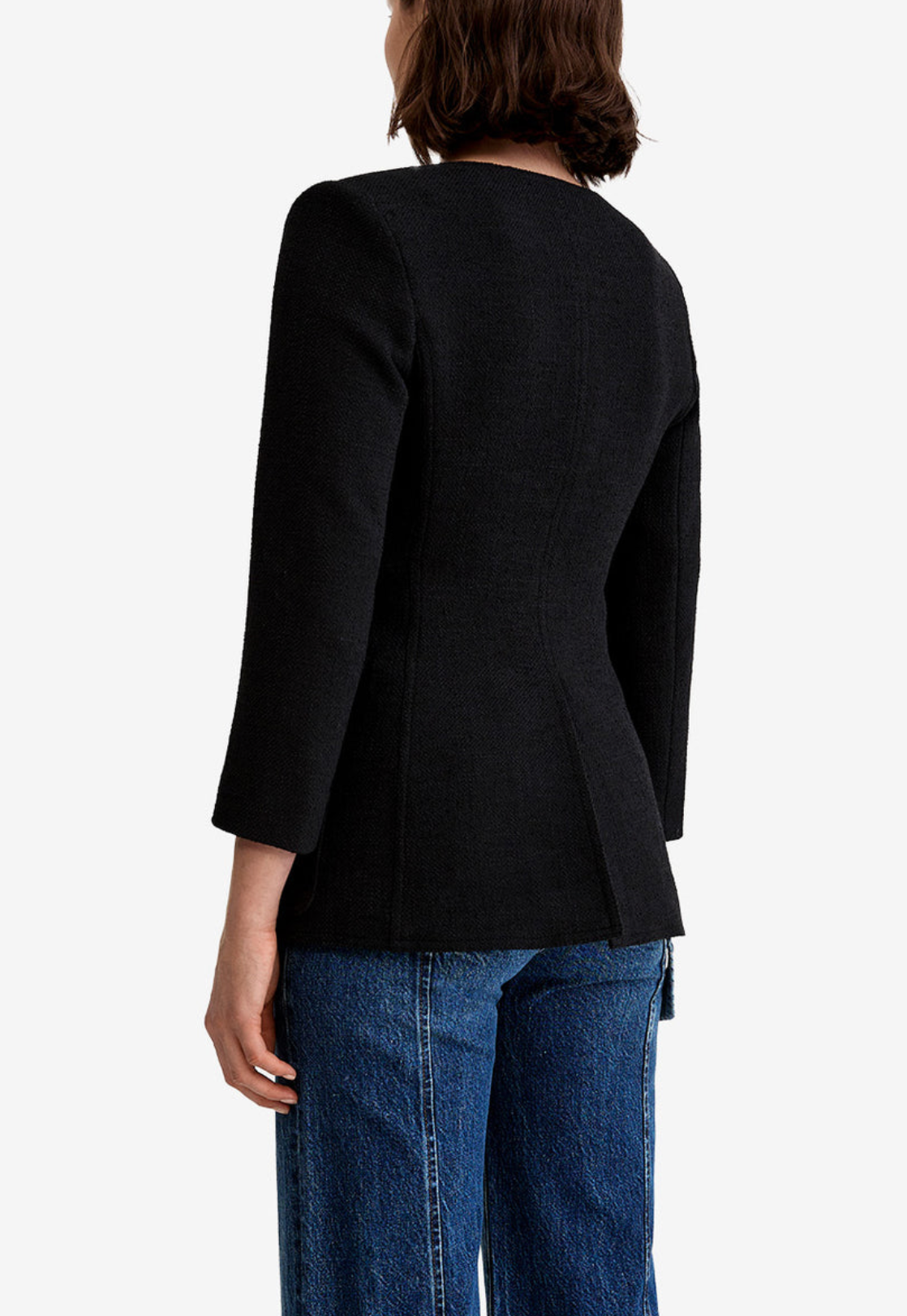 Crop Sleeve Portrait Neck Blazer