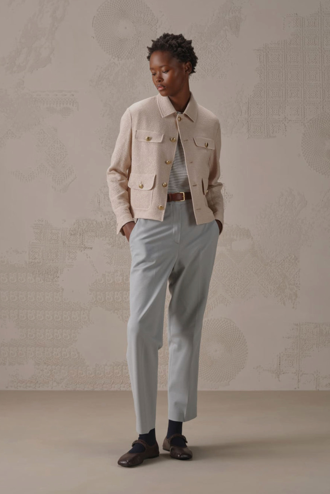 Cropped Jacket in Knit Bistretch