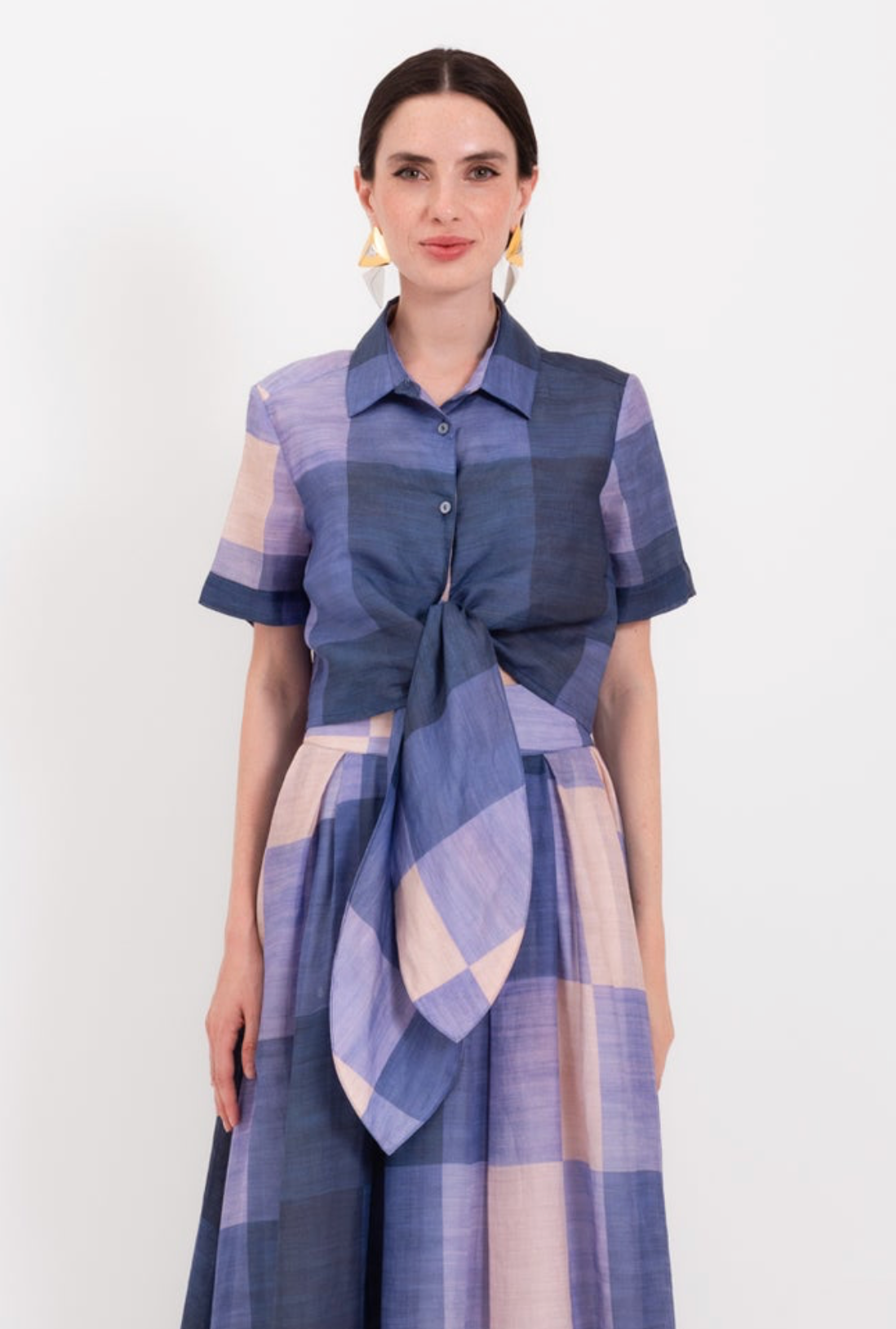 Cropped Tie Front Top