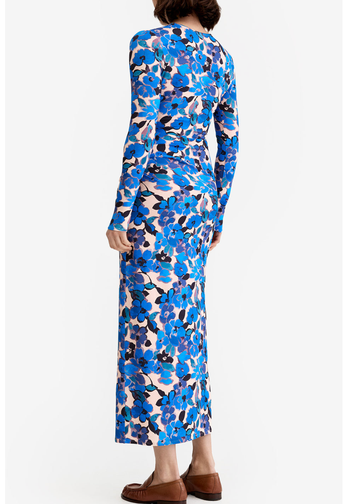 Ruched Crewneck Midi Dress