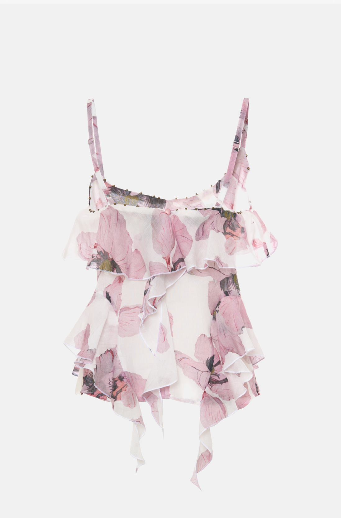 Printed Rami Top with Ruffles