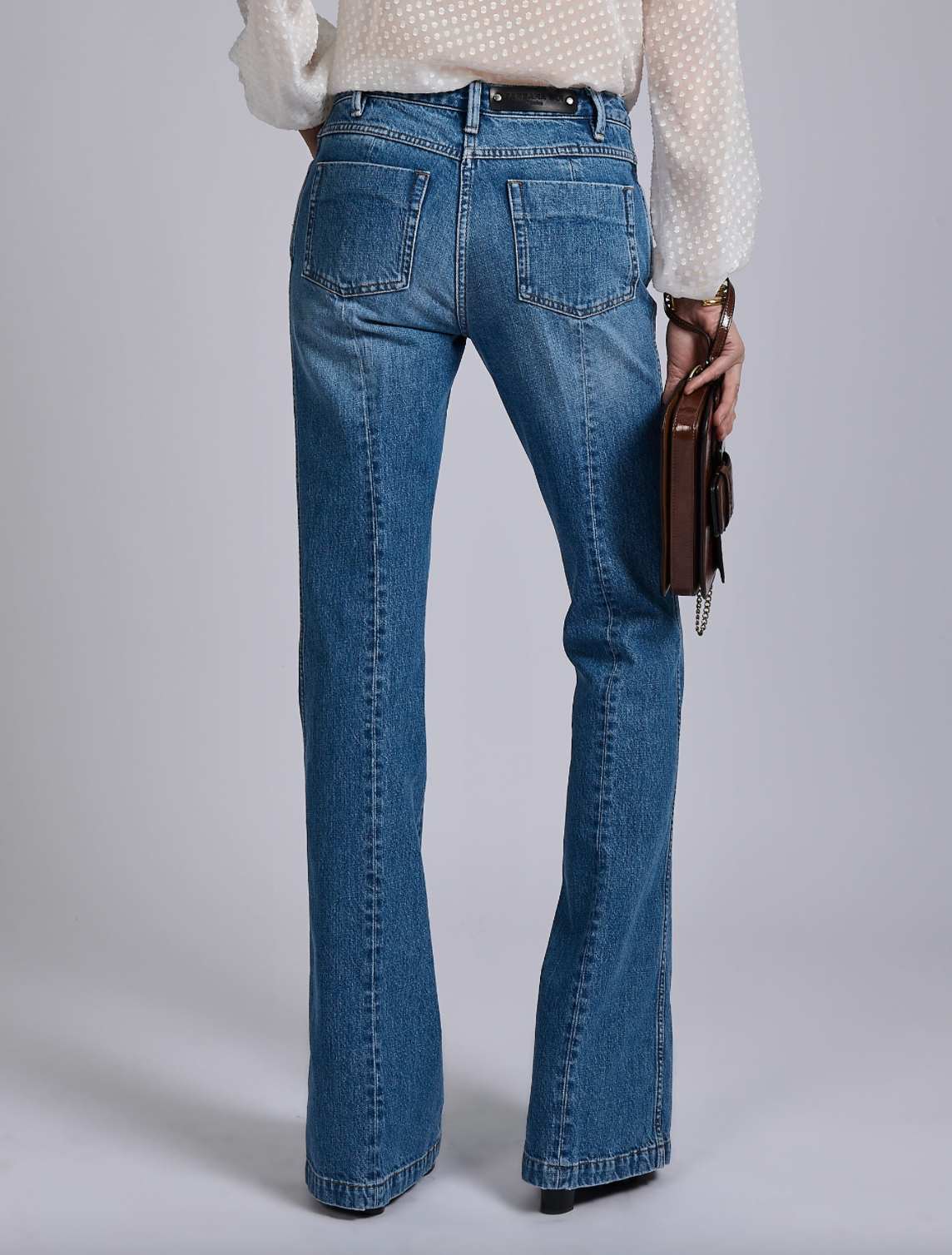 Pintuck Denim Flare